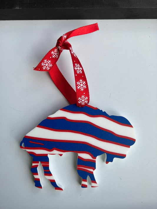 Zubaz Buffalo Ornament, Buffalo Design, Laser Cut Zubaz Acrylic, Christmas Ornament, 1/4" Thick Go Buffalo!