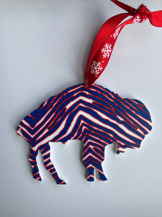 Zubaz Buffalo Ornament, Buffalo Design, Laser Cut Zubaz Acrylic, Christmas Ornament, Go Buffalo! 1/8" Thick