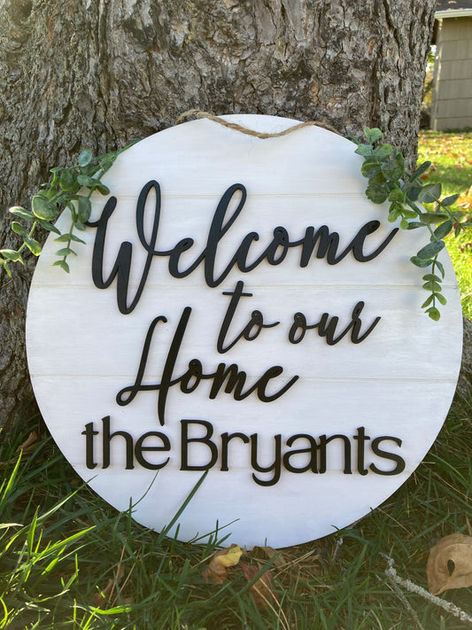 Personalized Front Porch Sign - "Welcome to our Home"