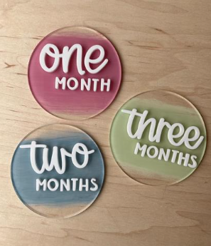 Acrylic Baby Monthly Milestones - Clear Painted Discs