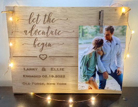 Personalized Memory Board - Names, Dates and Location - Clothes Pin for Picture